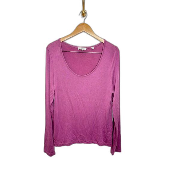 Vince Scoop Neck long sleeve shirt size XL pink magenta rayon lightweight EUC - Picture 1 of 3